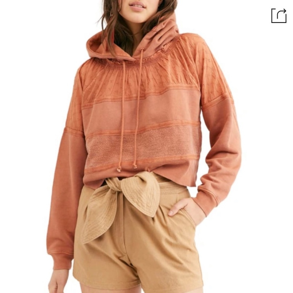 Free people piper pieced crop hoodie size M